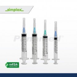 Simplex Disposable Syringe with Needle, Sold by box of 100's